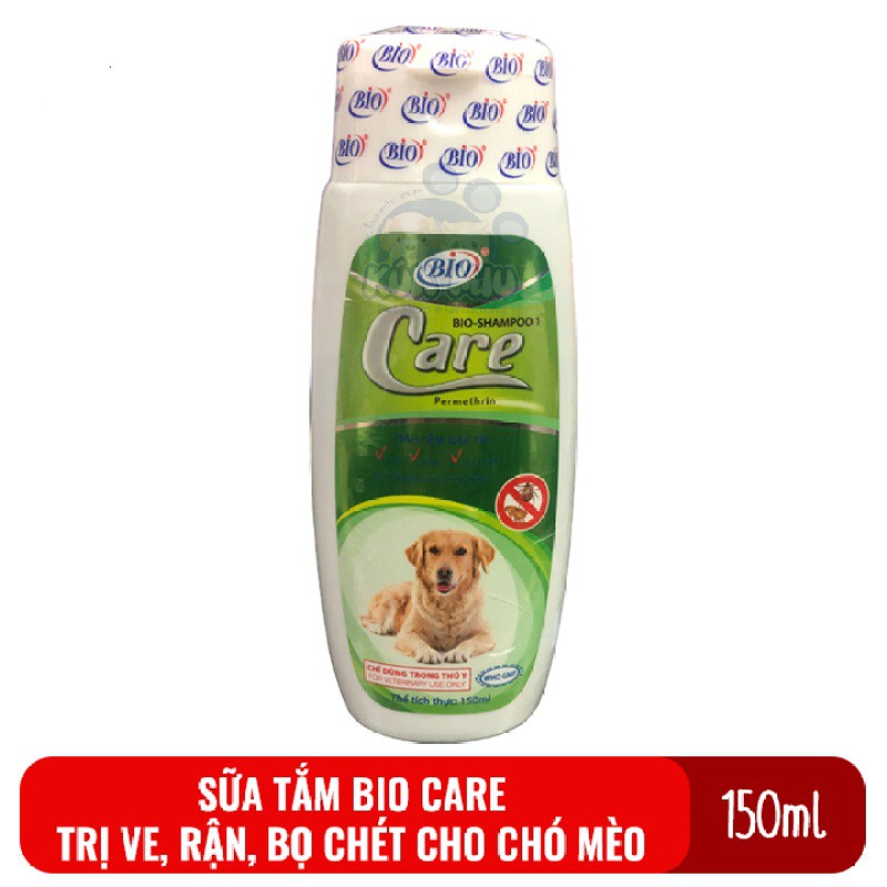 Sữa Tắm Chó Mèo BIO-SHAMPOO Care 150 ml, Dầu tắm đặc trị ve rận bọ chét lông da cún cưng