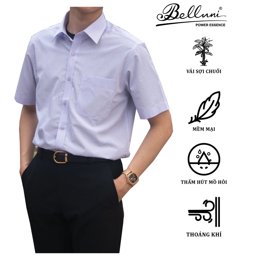 Áo sơ mi nam ngắn tay BELLUNI chất Banana màu tím - ABN.BAN.BE.209.V4