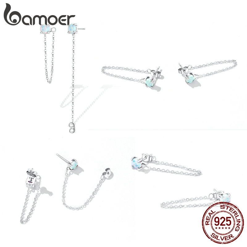 Đôi bông tai Bamoer bằng bạc 925 thời trang cho nữ