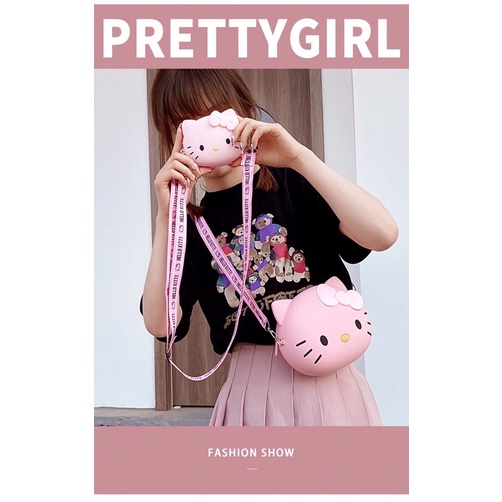 Túi đeo chéo silicon Hello Kitty