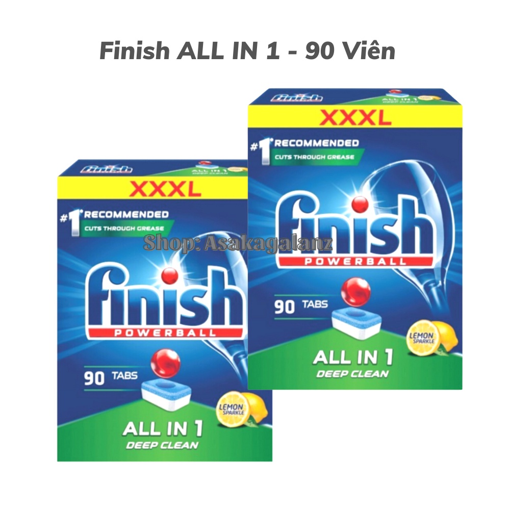 Combo Finish: Hộp All In One 90 viên, Muối 1.5kg, Nước làm bóng 750ml - Nhập khẩu EU