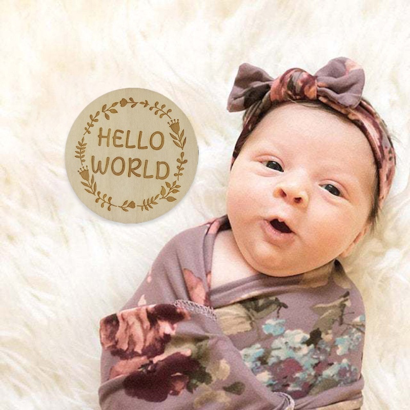 Bộ 2 thẻ gỗ đánh dấu cột mốc phát triển theo tháng cho bé sơ sinh