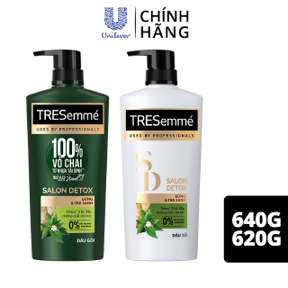 Combo Dầu gội 640g và Dầu Xả 620g TREsemmé Salon Detox gừng và trà xanh Detox tóc chắc khỏe