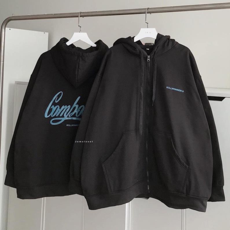 [SIÊU HOT] Áo Khoác Nữ Hoodie Zip Form Rộng Rubystore Áo Nỉ Nữ Khoá Kéo Có Mũ 2 Màu Đen Trắng Ulzzang Hot