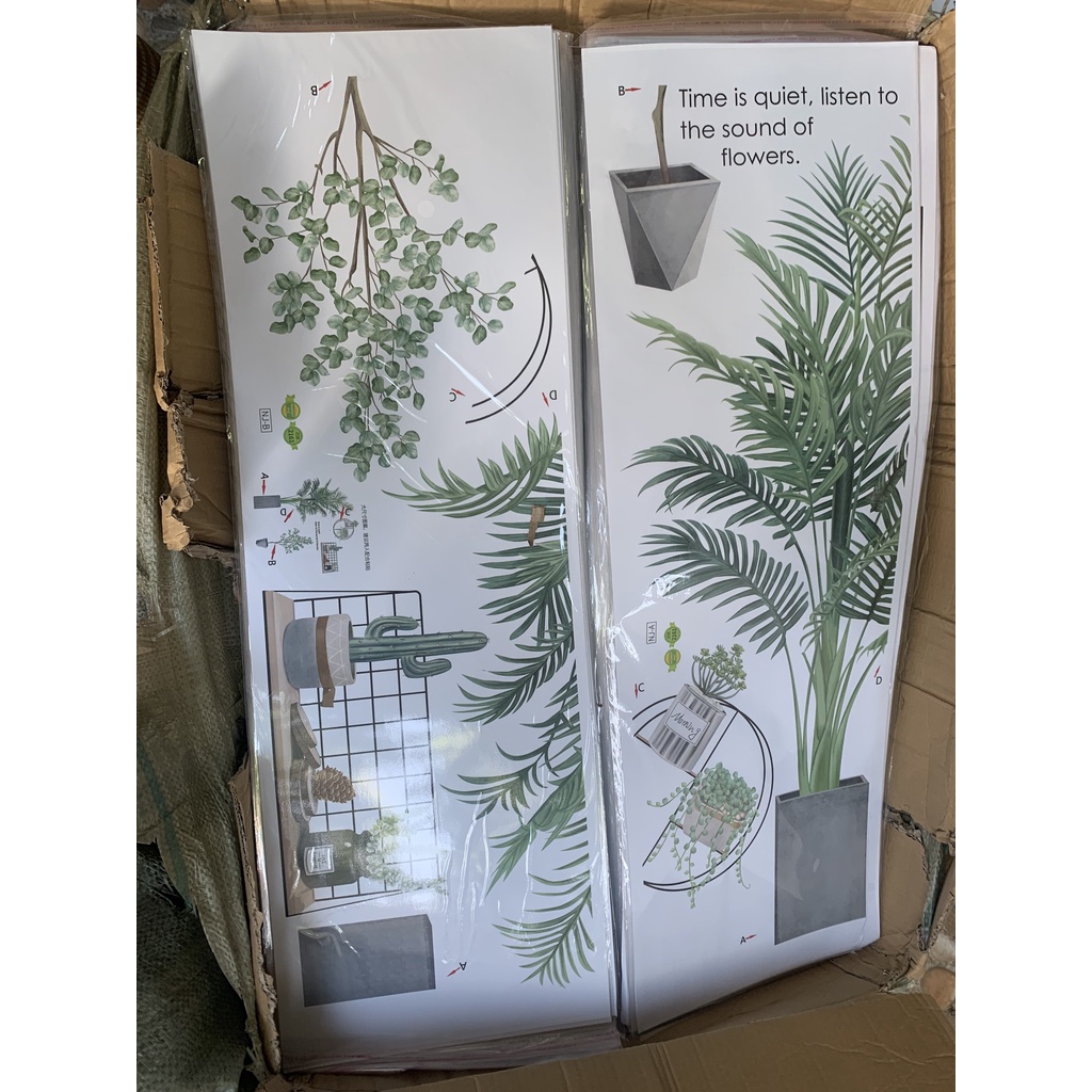 Decal dán tường, Giấy dán tường cao cấp hình cây,hoa, lá, trang trí phòng ngủ, phòng khách, tủ quần áo ATM001