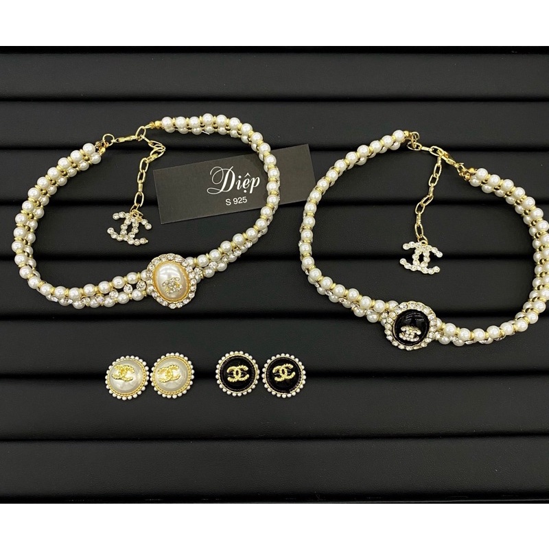 Vòng cổ ngọc nhân tạo phối đá xinh .hót trend