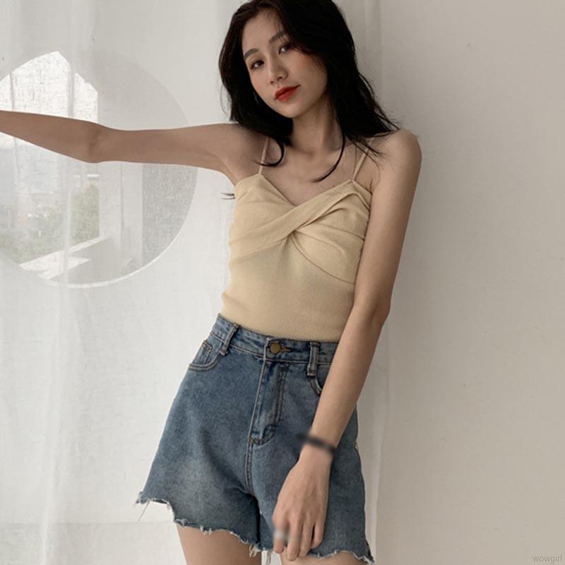 Áo Tank Top Thiết Kế Dây Đan Chéo Phong Cách Hàn Quốc Quyến Rũ