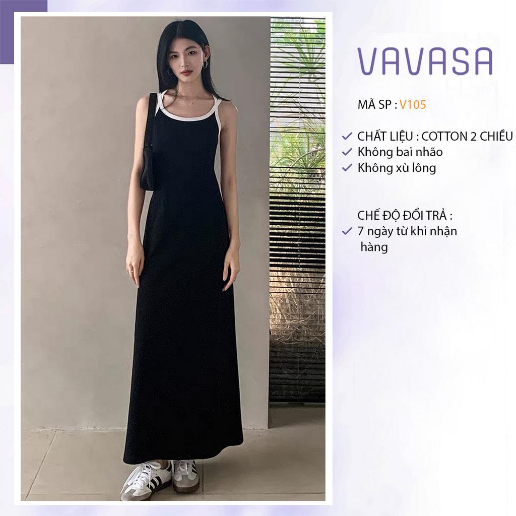 Váy dây dáng dài quốc dân tôn dáng chất vải cotton thoáng mát VAVASA V105