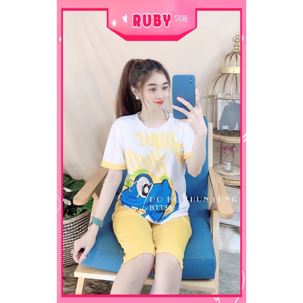 Đồ bộ nữ mặc nhà chất thun mềm mịn in hình hoạt hình dễ thương Đồ bộ thun lửng BTT58