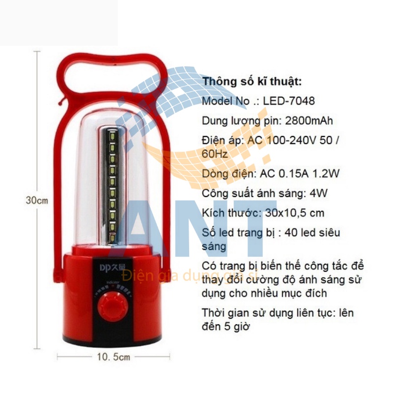 Đèn Pin Sạc Xách Tay DP Led 7048 40 Led Siêu Sáng pin trâu