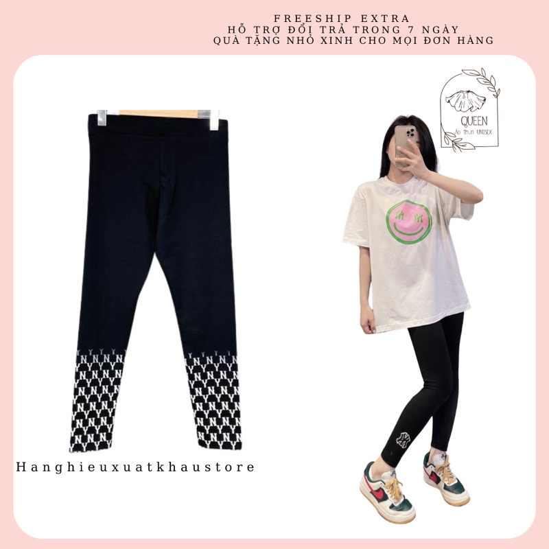 Quần Legging dài cho nữ mix cùng áo LOGO MÔN in gấu