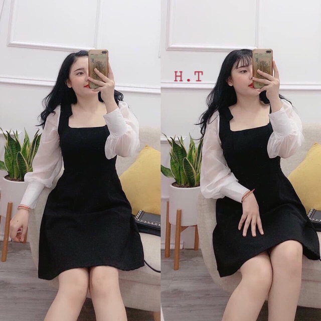 Váy umi tay von nơ vai