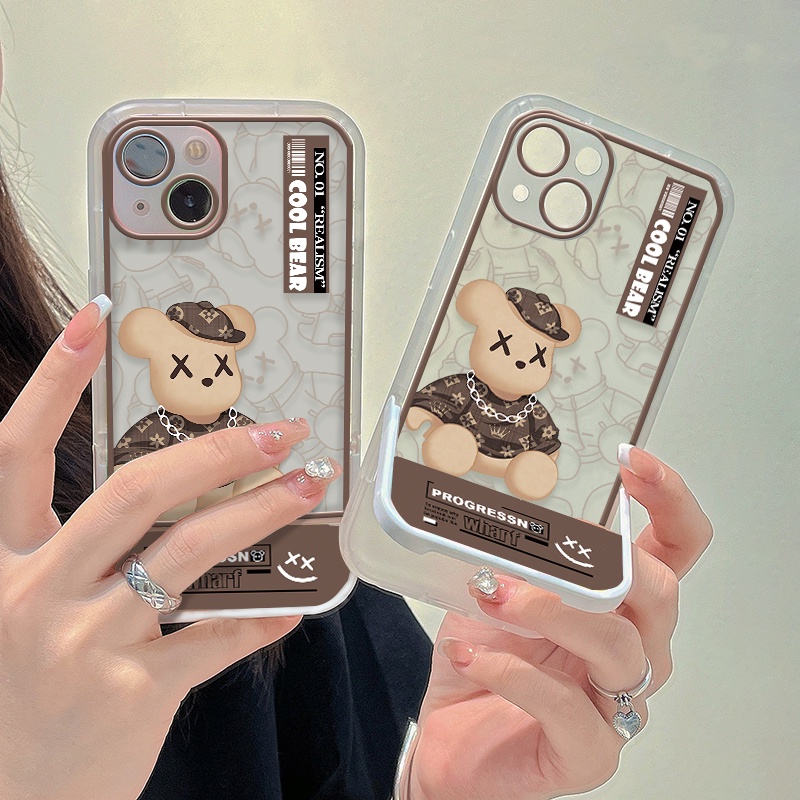 Ốp Điện Thoại Trong Suốt Họa Tiết Chú Gấu Độc Đáo Chống Sốc Cho IPhone X XS XR 11 13 Pro Max 6 6S 7 8 Plus SE 2020 12