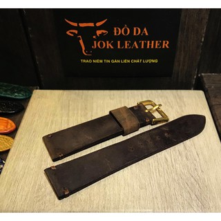 Dây đồng hồ da bò may tay