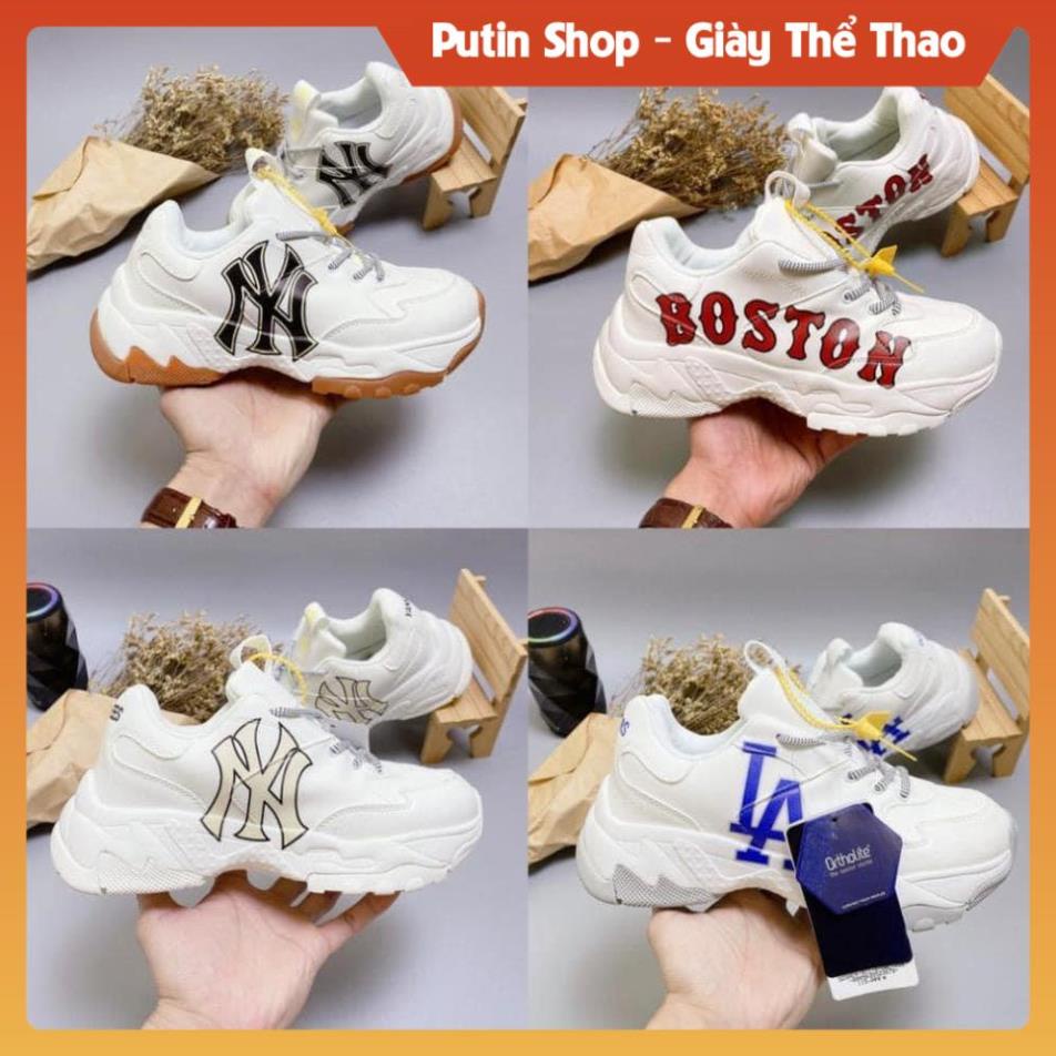 Giày Thể Thao Nam Nữ MIB Đế Nâu, Giầy Độn Đế ny đen Mlb boston, Ny Vàng, La full box bill