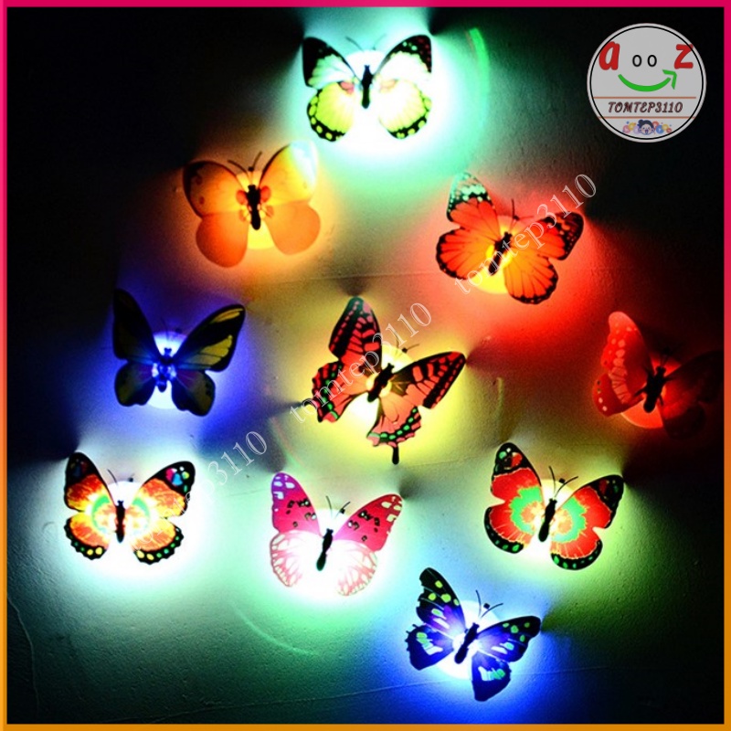 Đèn Ngủ Dạng LED Nhiều Màu Sắc Hình Bươm Bướm Dùng Để  Trang Trí Phòng Cho Bé Và Các Bạn Gái