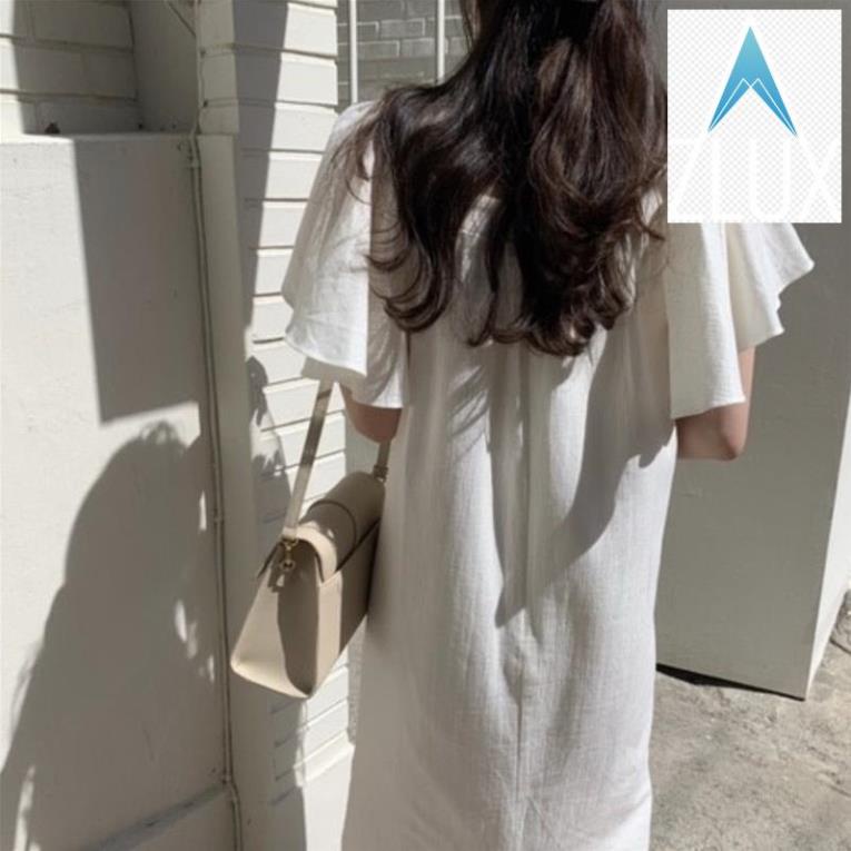 ️🎉💓 Đầm Maxi trơn Cổ vuông Tay bồng Cánh dơi Dáng suông Hàn Quốc Váy Dài Maxi Kiểu Pháp Ulzzang Thời trang ️🎉💓