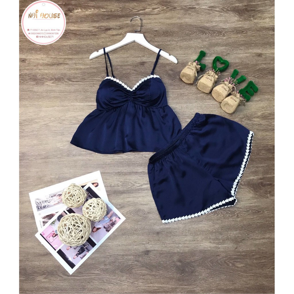 [FREESHIP 50K] Đồ Bộ Mặc Nhà Nhistore Áo 2 Dây Cúp Ngực Quần Ngắn Lụa Cao Cấp Freesize Dưới 57kg | BigBuy360 - bigbuy360.vn