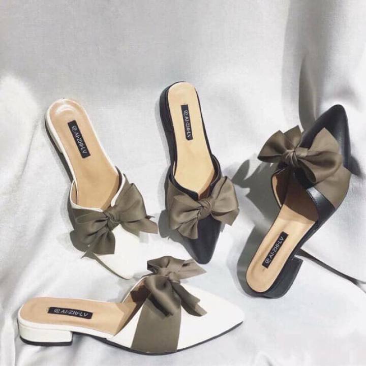 Giày Nữ Sục Mũi Nhọn Thắt Nơ Siêu Xinh A86