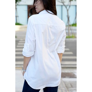 Áo Sơ Mi Trắng Oversized Tay Dài - White Oversized Button Down Shirt