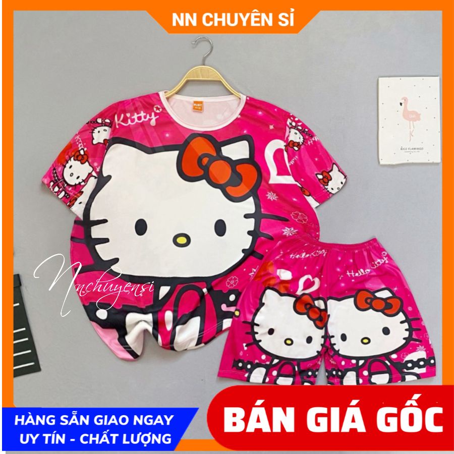 Đồ bộ thun cho bé dưới 60kg thoải mái in hình bò sữa kitty doraemon DBRBD FULL SIZE