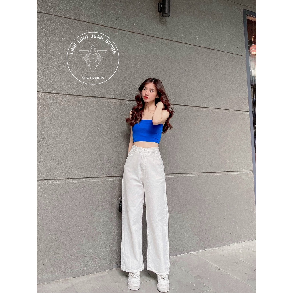 QUẦN JEAN BÒ ỐNG SUÔNG LƯNG CAO MÀU TRẮNG  HÀN QUỐC ULZZANG CẠP CAO CHUẨN DÁNG 101 | BigBuy360 - bigbuy360.vn