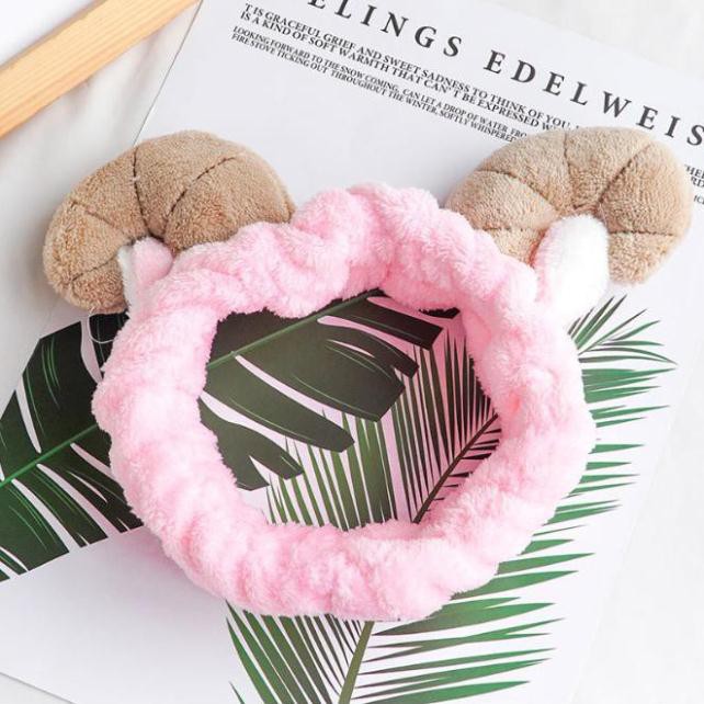 Băng Đô 3D Sừng Cừu Dày Mềm Mịn Cao Cấp (Giao màu ngẫu nhiên)