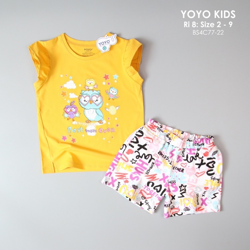 Bộ short thun YoYo cho bé gái.