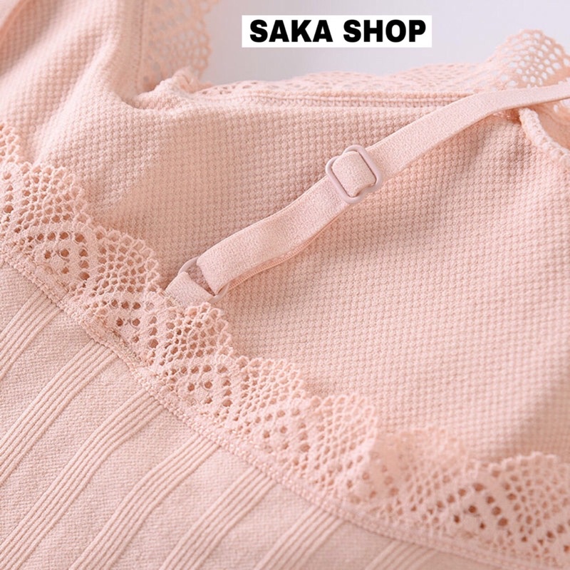 Áo 2 dây nữ cotton có mút sẵn nhiều màu co giãn SaKa Shop