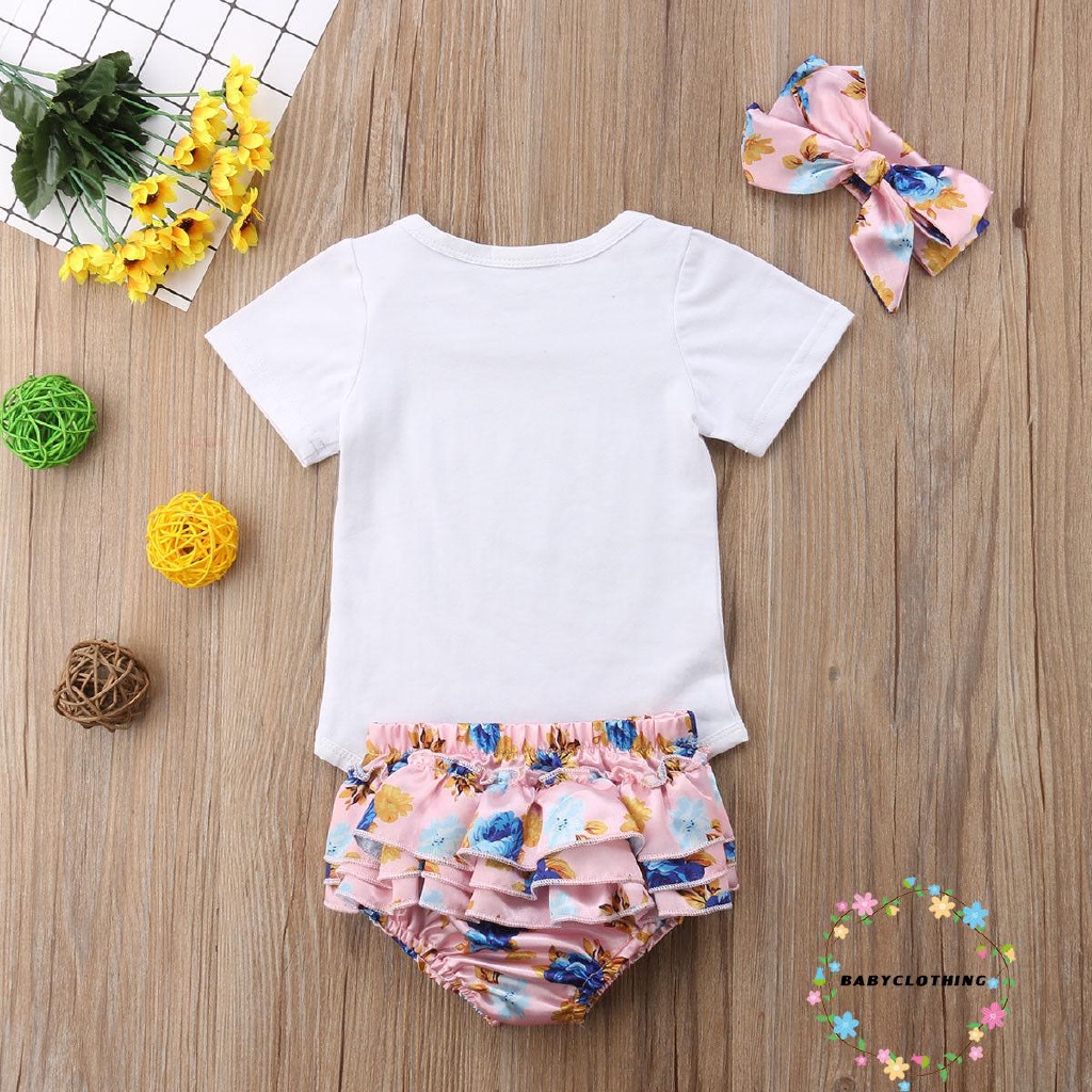 ღWSVღNewborn Kids Baby Girls Outfit Floral Clothes Romper Jumpsuit Bodysuit+Pants Set