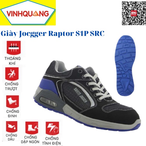 Giày bảo hộ lao động Jogger Raptor S1P SRC trẻ trung, SIÊU NHẸ S1P SRC 2017, ĐỆM KHÍ NÂNG ĐỠ GÓT,CẤU TẠO PHI KIM