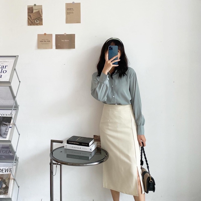 Chân váy công sở dáng dài chữ A chân váy midi sang chảnh phom chuẩn