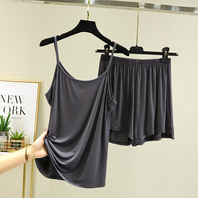 Set Đồ Ngủ Áo Thun Không Tay Và Quần Short Thời Trang Hàn Quốc Cho Nữ