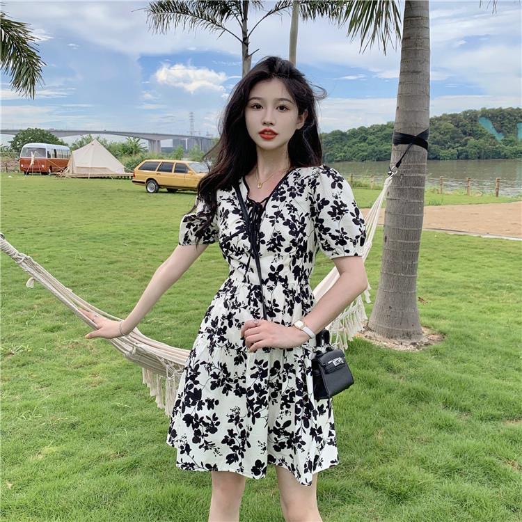 đầm bigsize nữ đầm tay phồng váy đi biển đầm nữ váy hoa nhí vintage váy tiểu thư sang chảnh đầm đi tiệc váy cổ v váy đi chơiváy đi chơi