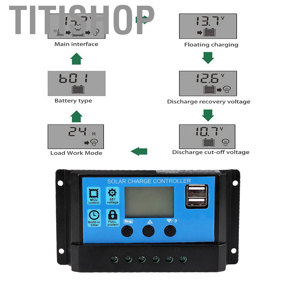 Bộ Điều Khiển Sạc Năng Lượng Mặt Trời 60a / 50a / 40a / 30a / 20a / 10a 12v 24v