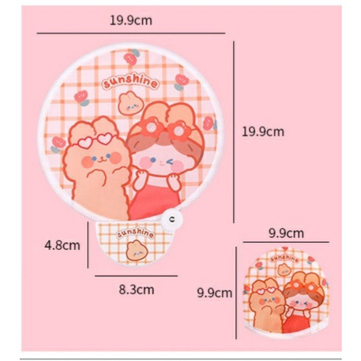Quạt gấp gọn tự bung bỏ túi tiện lợi nhiều hình cute
