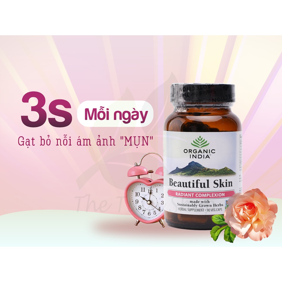 Viên uống hỗ trợ giảm mụn Beautiful Skin Organic India 90v | BigBuy360 - bigbuy360.vn