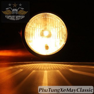 ĐÈN PHA XE MÁY ĐỘ CLASSIC - Đèn Pha Su GN Kính Vàng