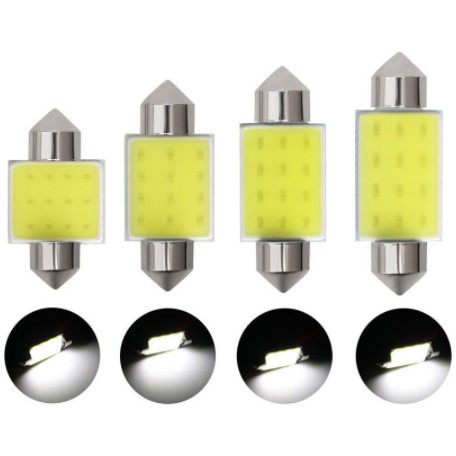 Bóng Đèn Led Cob 12 Chip 31mm 36mm 39mm 41mm  Dc 12v Cho Xe Hơi ô tô bảng biển số trần cánh cửa cốp