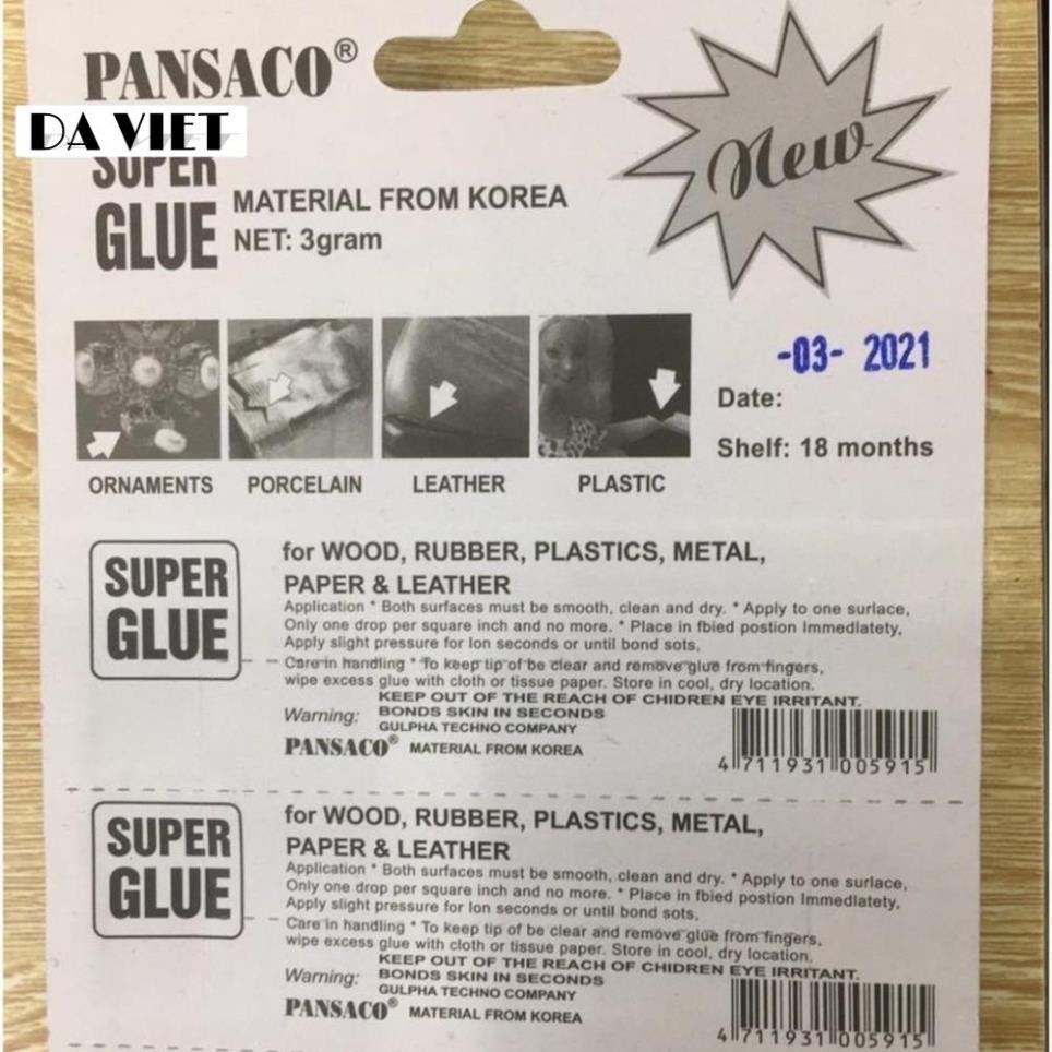 Keo dán siêu dính SUPER GLUE chính hãng 100% PANSACO thuận tiện xử lý giày dép hư hỏng siêu nhanh, Cực Dính