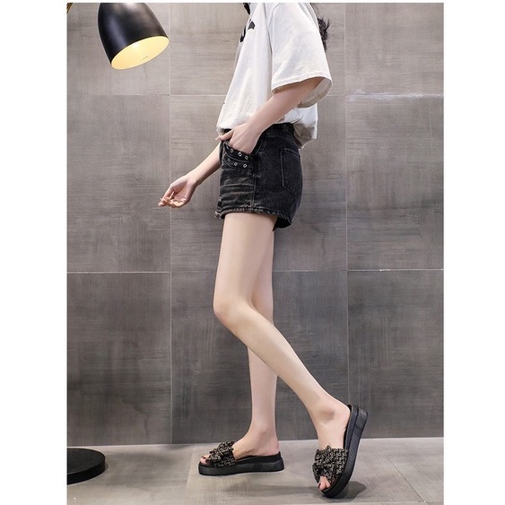 🎀 COOL A Dép Đi Trong Nhà Đế Dày Mềm Mại Thoải Mái Thời Trang Mùa Hè Cho Nữ Dép thắt nơ của phụ nữ mặc bên ngoài thời trang ngoài dày dặn đáy không trơn trượt từ bãi biển kéo dép