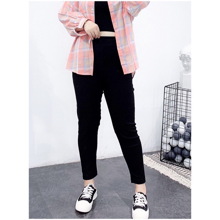 Quần legging dài nữ bigsize 60KG -100KG , chất ui hàn co giãn không bai nhão.