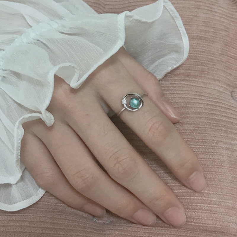 Exquisite Nhẫn đính đá sapphire kiểu hành tinh chỉnh được cho nữ