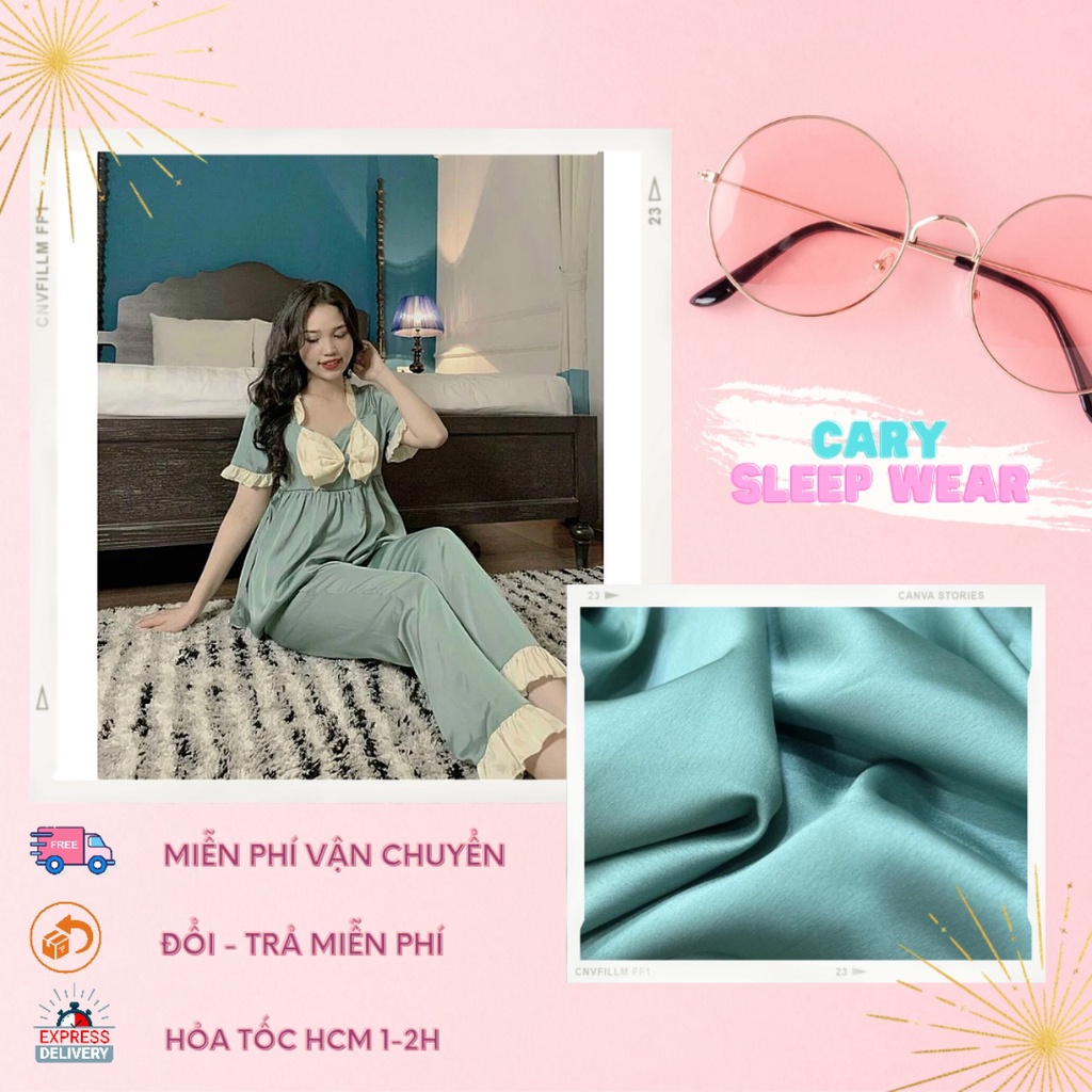 Bộ đồ ngủ nữ tay ngắn quần dài pijama mặc nhà dễ thương CARY