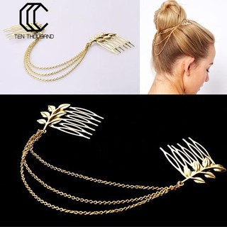 Lược đôi đính dây chuyền trang trí tóc ấn tượng dành cho nữ
