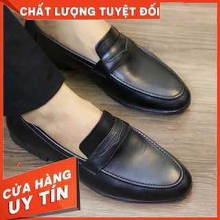 Giày lười nam cao cấp da bóng giày da nam trơn công sở