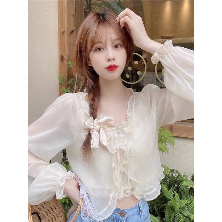 Áo cardigan mỏng croptop nữ ngắn hè bánh bèo tiểu thư CDG002