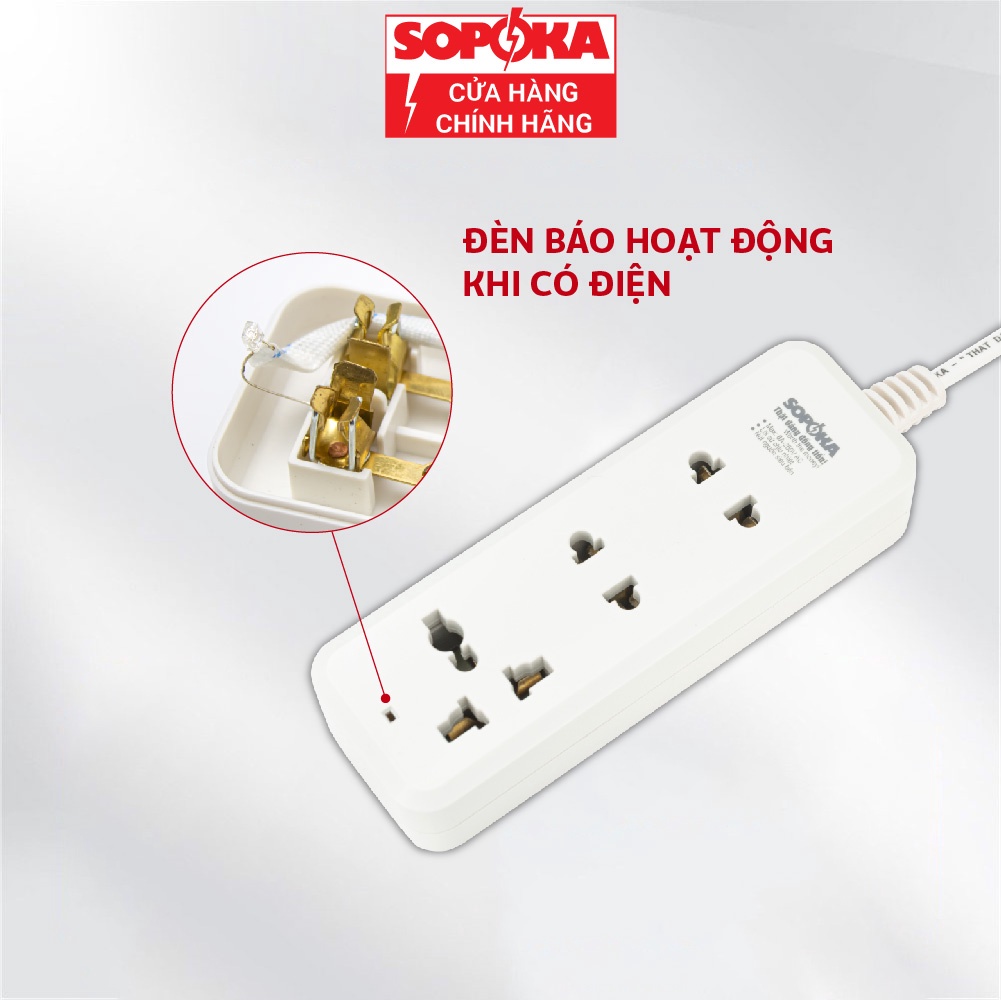 Ổ cắm điện SOPOKA 3B 3C dây 2,5M-4,5M cắm laptop, máy tính, quạt