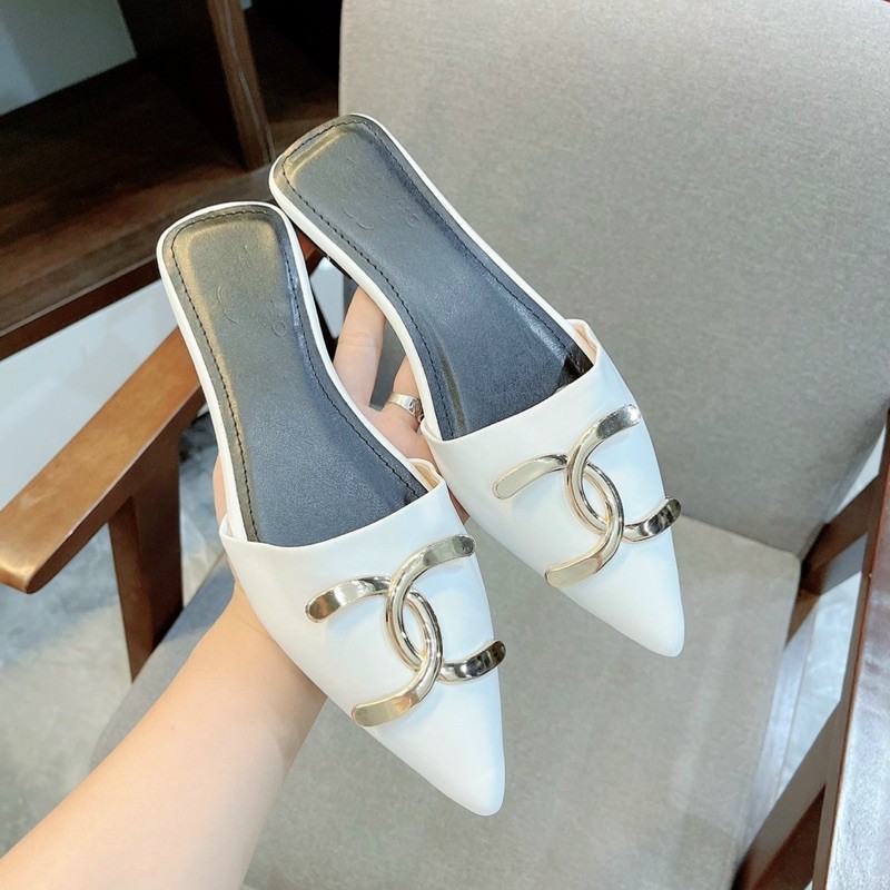 Dép sục mũi nhọn da mềm khoá X cao cấp ( loại 1 )