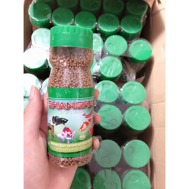 Thức ăn cá thủy sinh Shanghai hạt nhỏ, trung, đại, cung cấp dinh dưỡng cho cá lên màu đẹp và phát triển tốt (100g,500g)